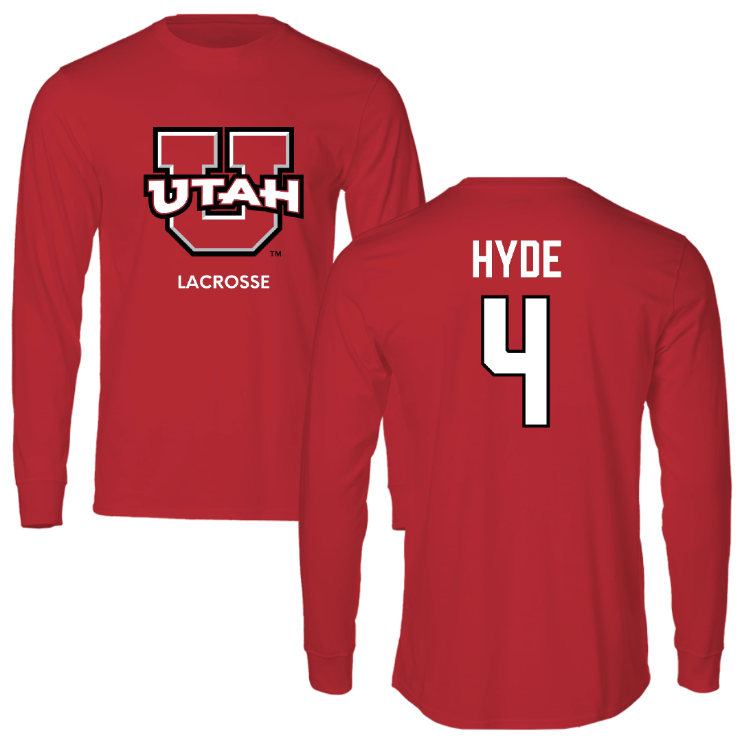 University of Utah Lacrosse (M) Red Utes Performance Long Sleeve - #4 Jordan Hyde