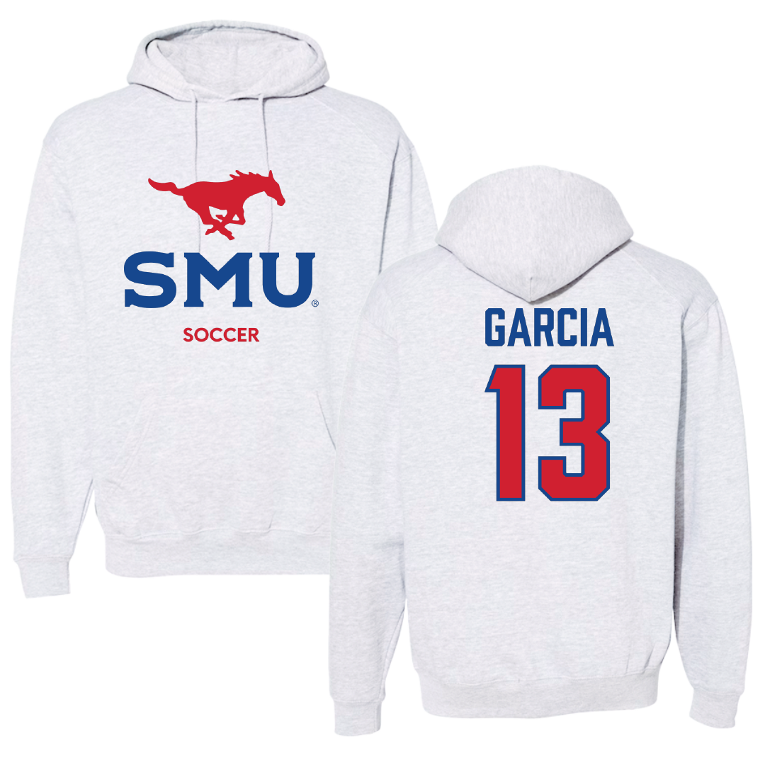 Southern Methodist University Soccer (M) Light Gray Hoodie - #13 Richie Garcia