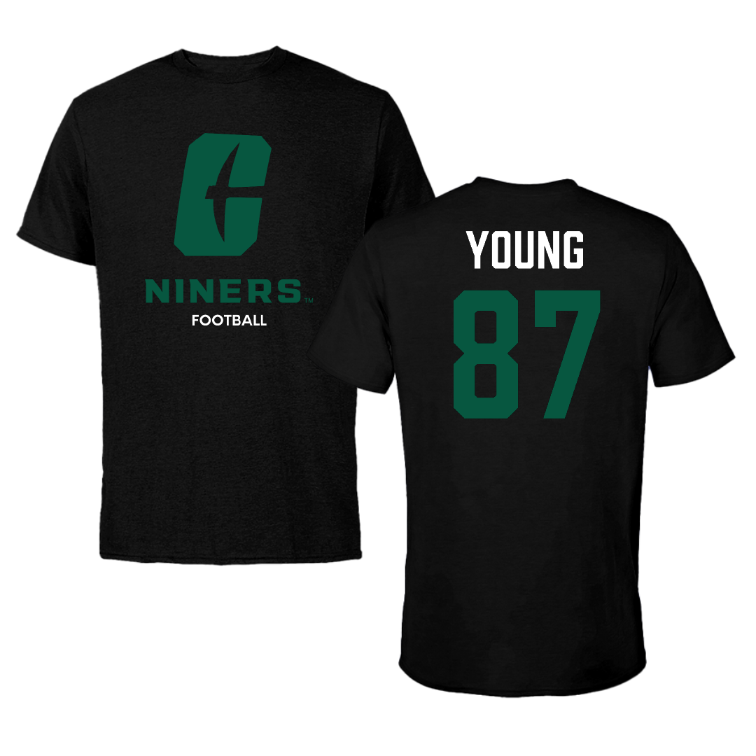 The University of North Carolina at Charlotte Football Black Performance Tee - #87 Jake Young