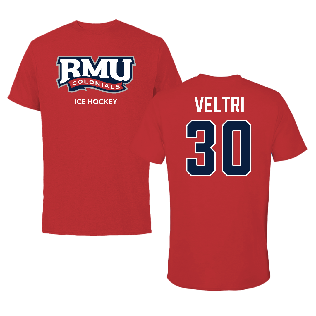 Robert Morris University Ice Hockey (M) Red Colonials Performance Tee - #30 Chad Veltri