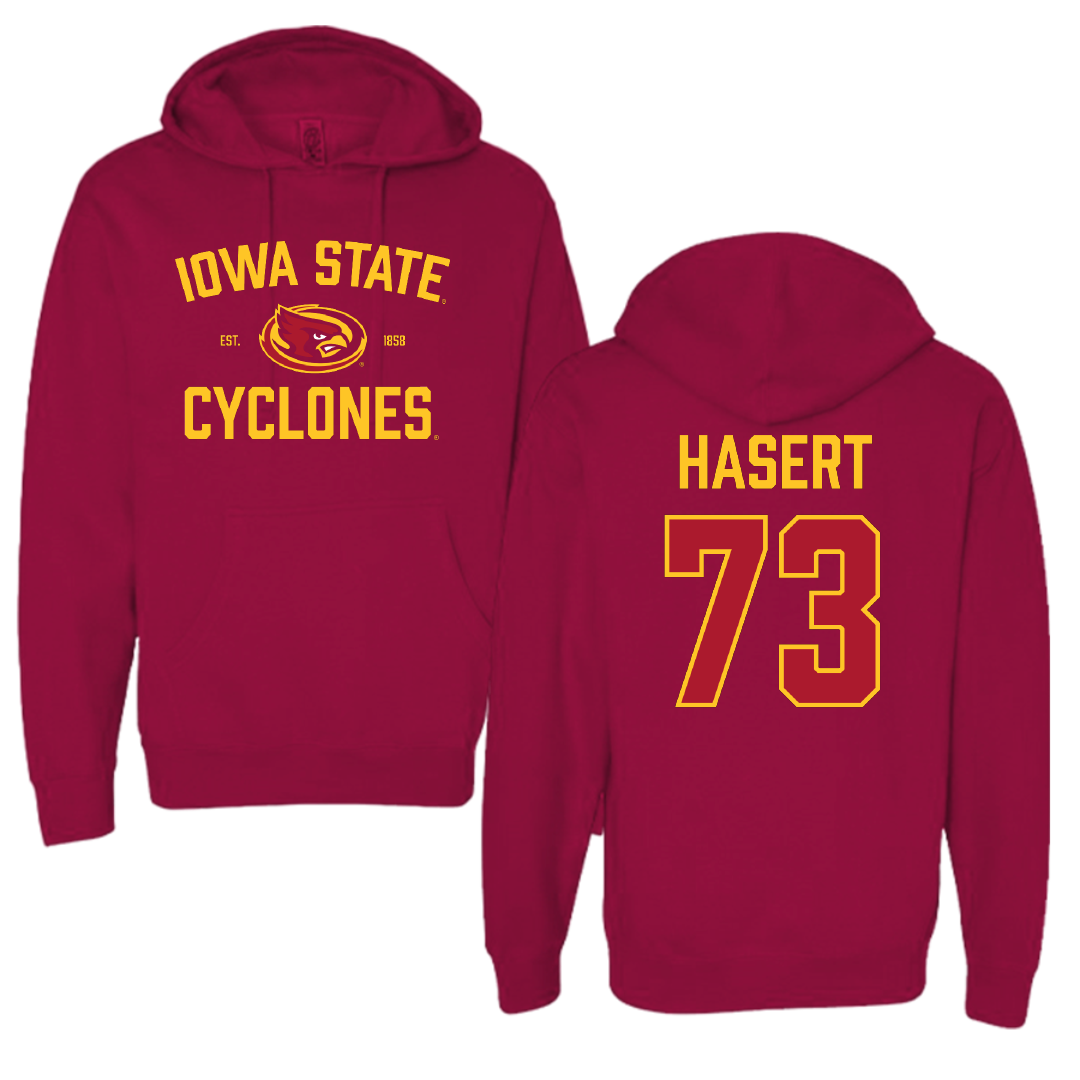Iowa State University Football Cardinal General Hoodie - #73 Deylin Hasert