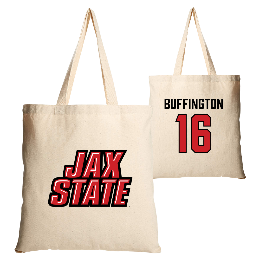 Jacksonville State University Softball Tan Canvas Tote Bag - #16 Hannah Buffington