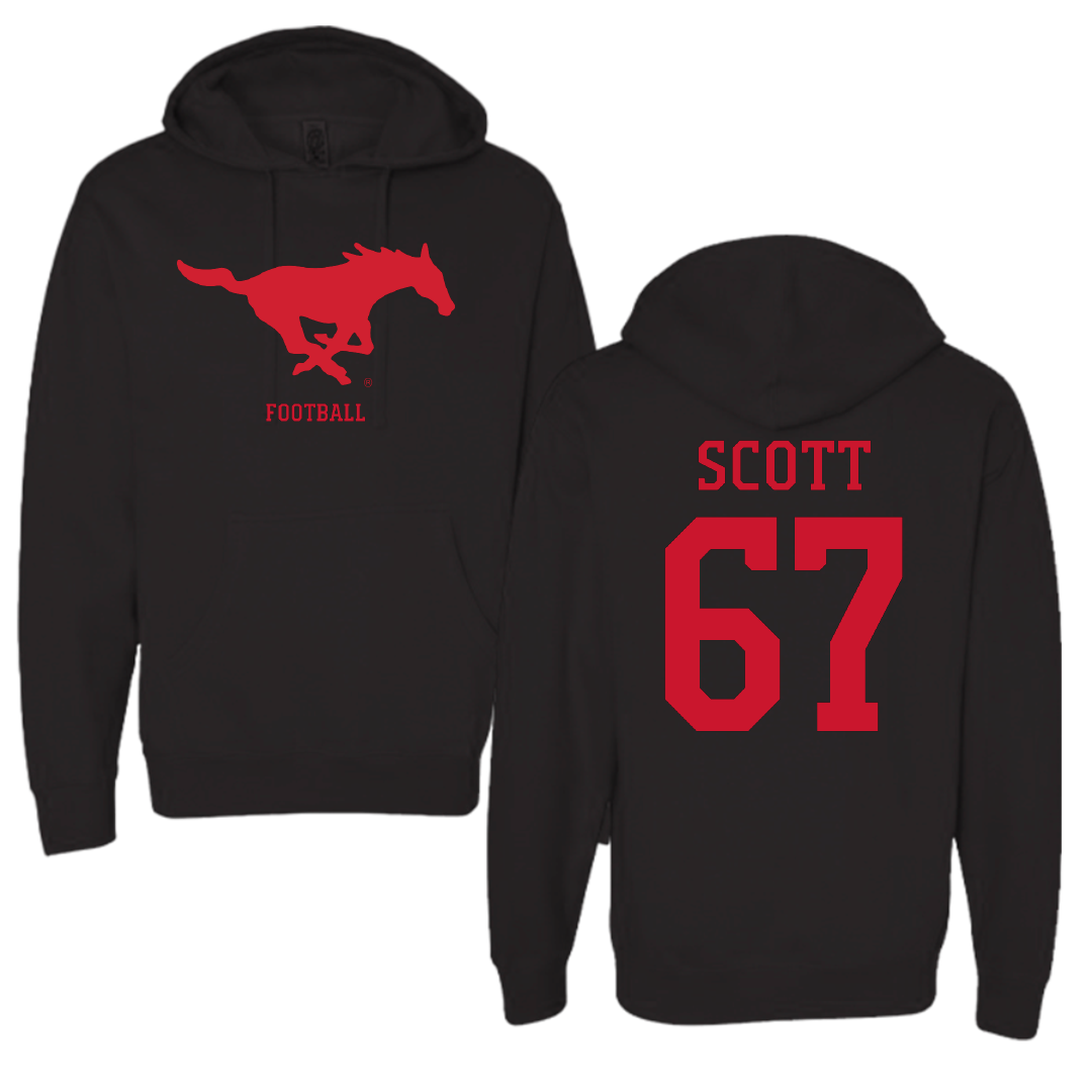 Southern Methodist University Football Black Mascot Hoodie - #67 Sean Scott