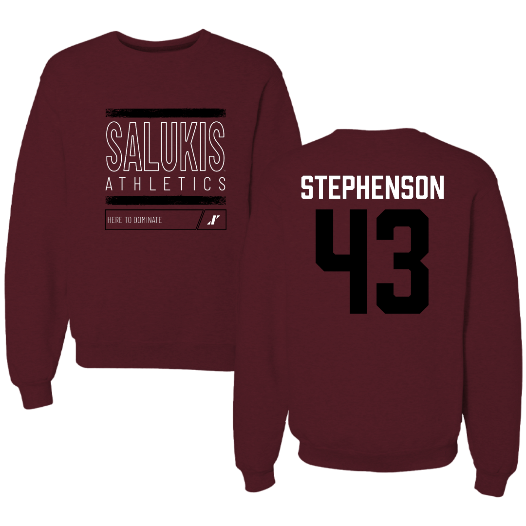 Southern Illinois University at Carbondale Football Maroon Dominate Crewneck - #43 Cade Stephenson