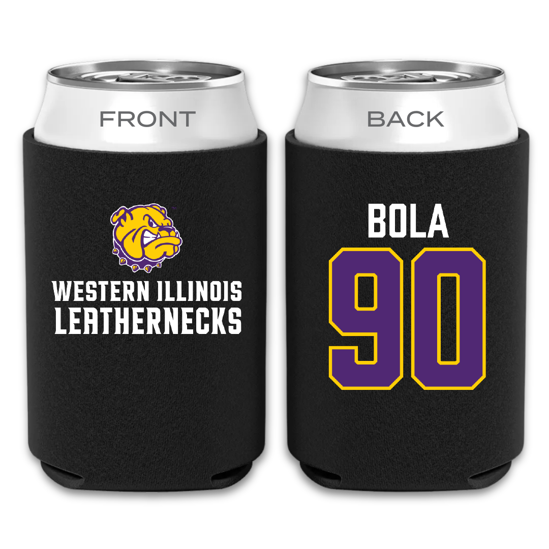 Western Illinois University Football Black Can Cooler - #90 Mayo Bola