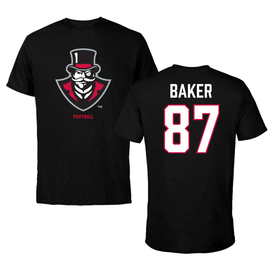 Austin Peay State University Football Black Performance Tee - #87 Jack Baker