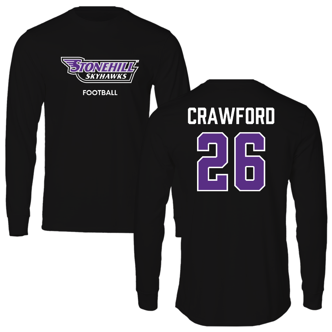 Stonehill College Football Black Long Sleeve - #26 Marcus Crawford