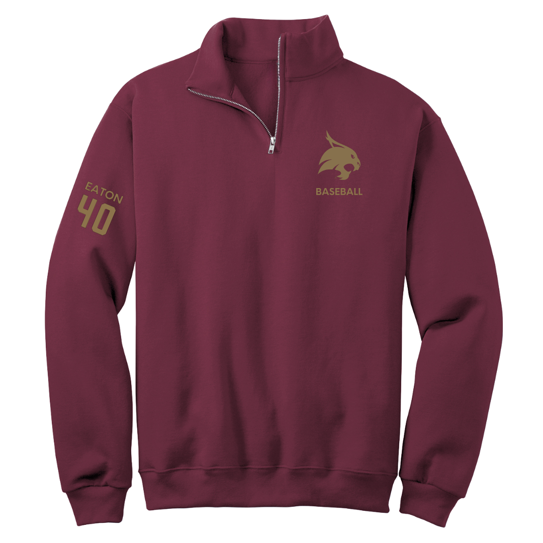 Texas State University Baseball Maroon Quarter-Zip - #40 Austin Eaton