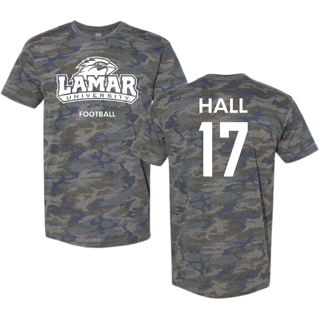 Lamar University Football Vintage Camo Tee - #17 Vontravious Hall