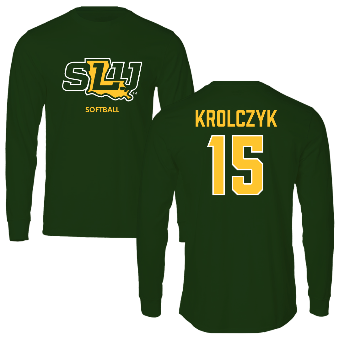 Southeastern Louisiana University Softball Forest Green Long Sleeve - #15 Bailey Krolczyk