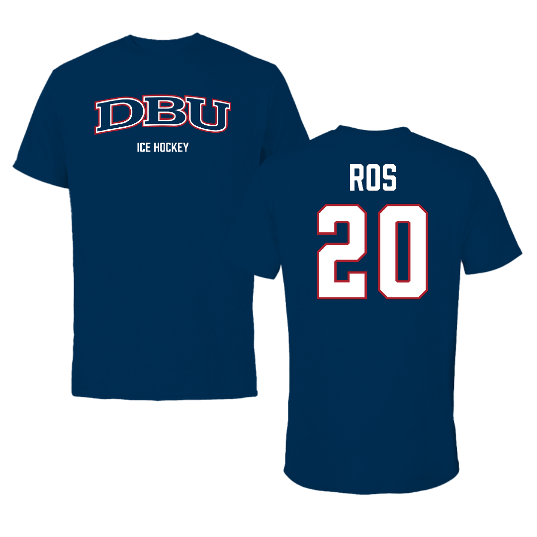 Dallas Baptist University Ice Hockey (M) Navy Tee - #20 Marley Ros