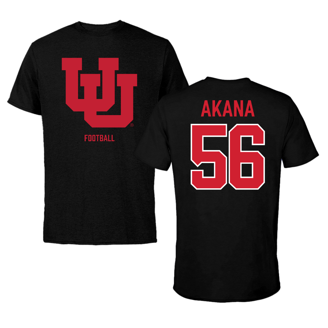 University of Utah Football Black Tee - #56 Ka'eo Akana