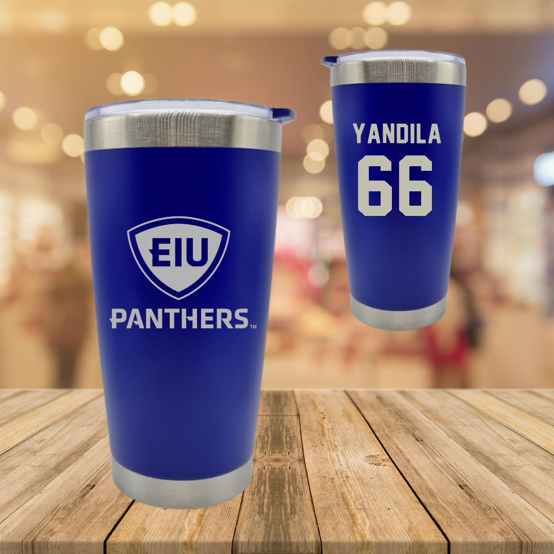 Eastern Illinois University Football Blue Stainless Steel Tumbler - #66 Jordan Yandila