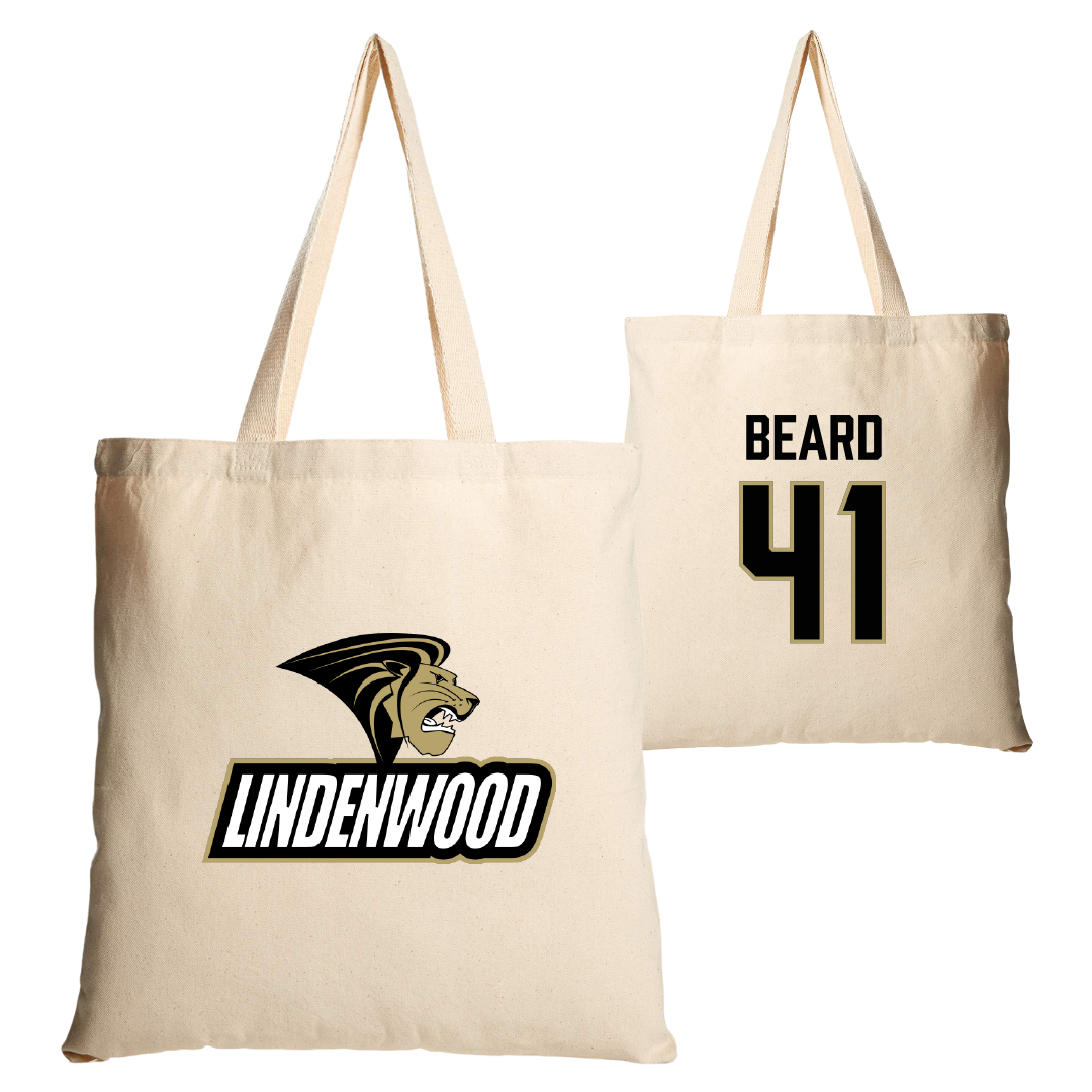 Lindenwood University Football Tan Canvas Tote Bag - #41 Ethan Beard