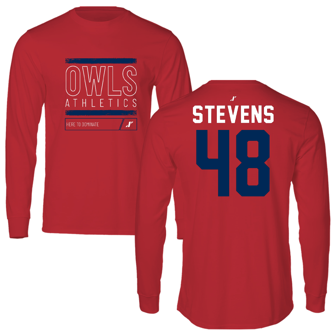 Florida Atlantic University Football Red Dominate Performance Long Sleeve - #48 Dai'Sean Stevens