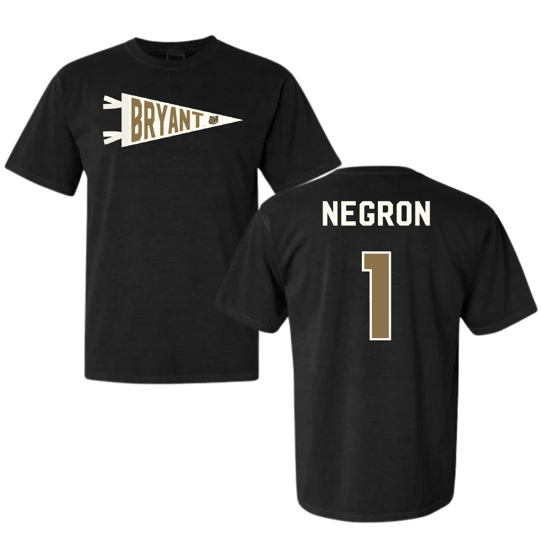 Bryant University Soccer Black Pennant Comfort Colors Tee - #1 Selena Negron