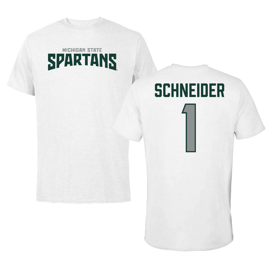 Michigan State University Volleyball White Classic Tee - #1 Lia Schneider