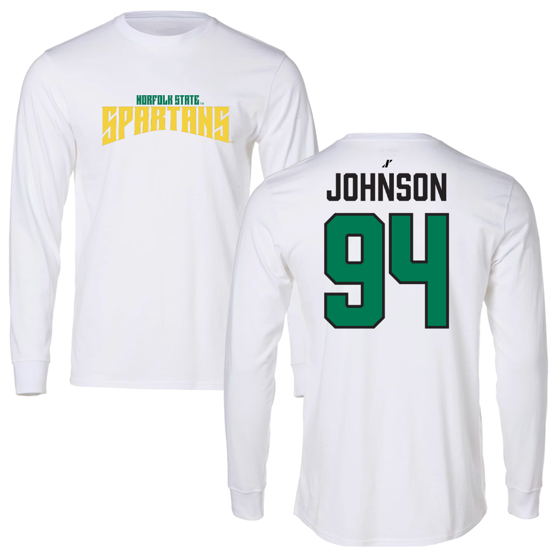 Norfolk State University Football White Classic Long Sleeve - #94 Tyler Johnson