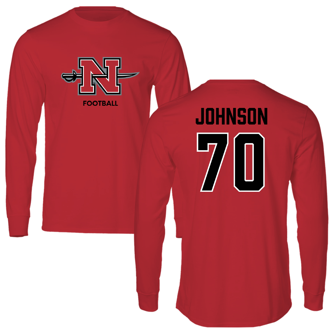 Nicholls State University Football Red Mascot Long Sleeve - #70 Jacob Johnson