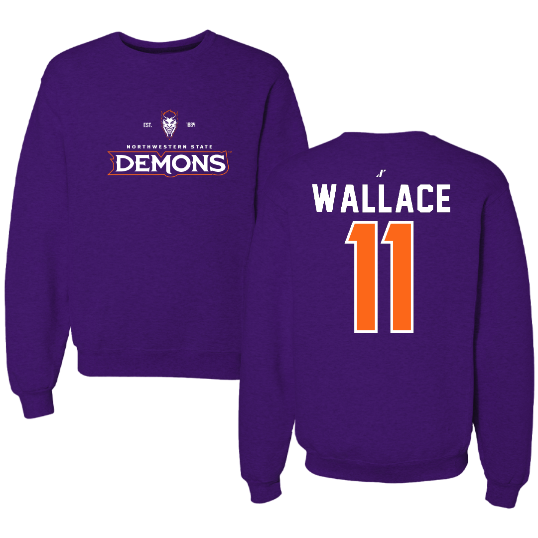 Northwestern State University Football Purple General Crewneck - #11 Dane Wallace