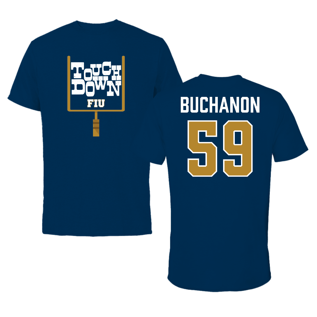 Florida International University Football Navy Touchdown Performance Tee - #59 Jaheim Buchanon
