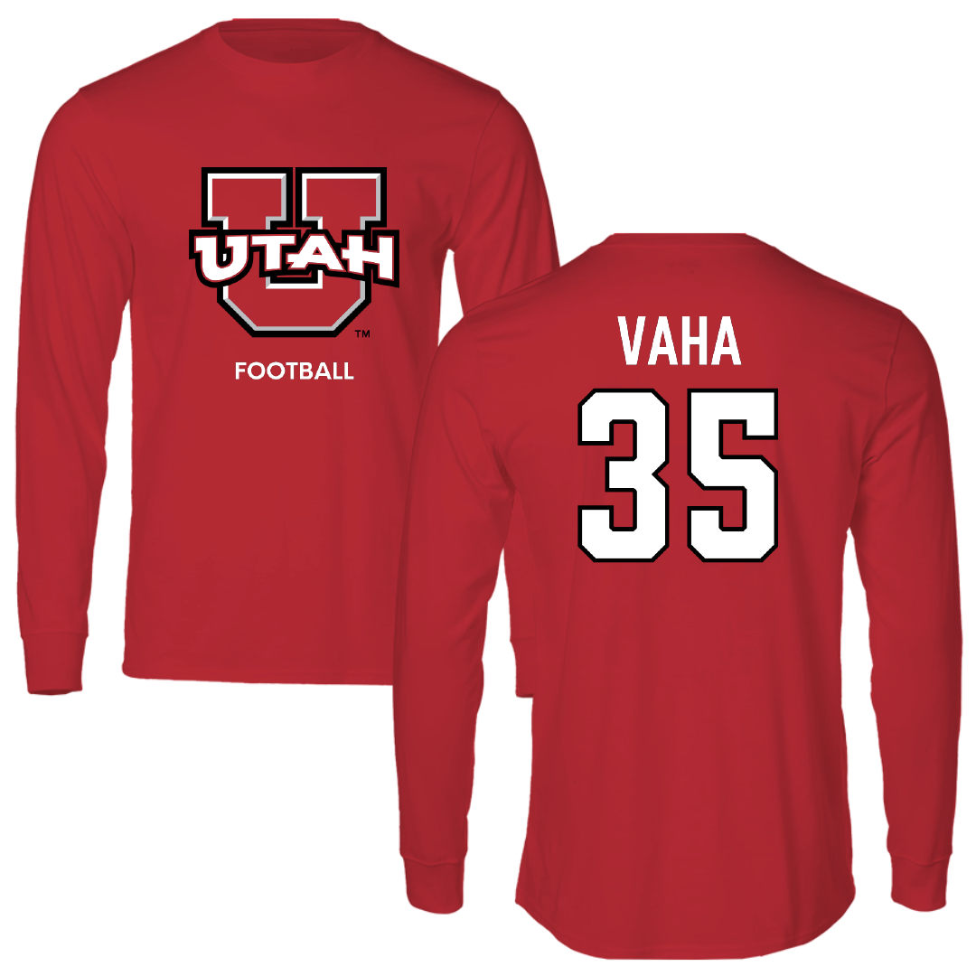 University of Utah Football Red Utes Long Sleeve - #35 Isaac Vaha