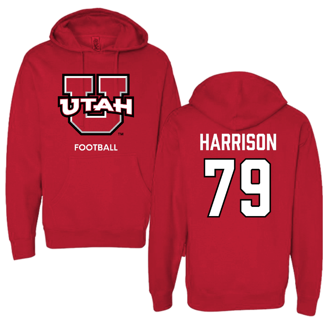 University of Utah Football Red Utes Hoodie - #79 Alex Harrison