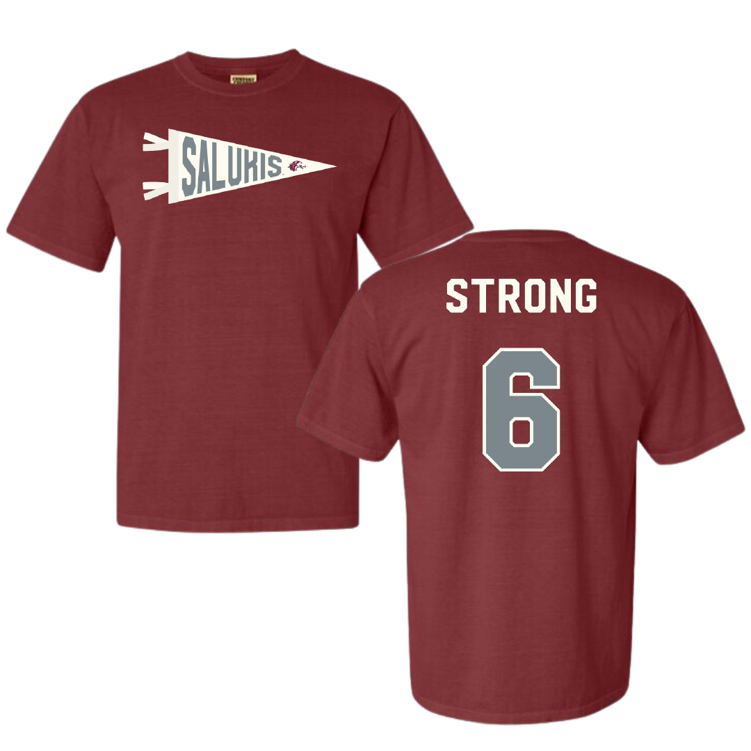 Southern Illinois University at Carbondale Football Maroon Pennant Comfort Colors Tee - #6 Justin Strong