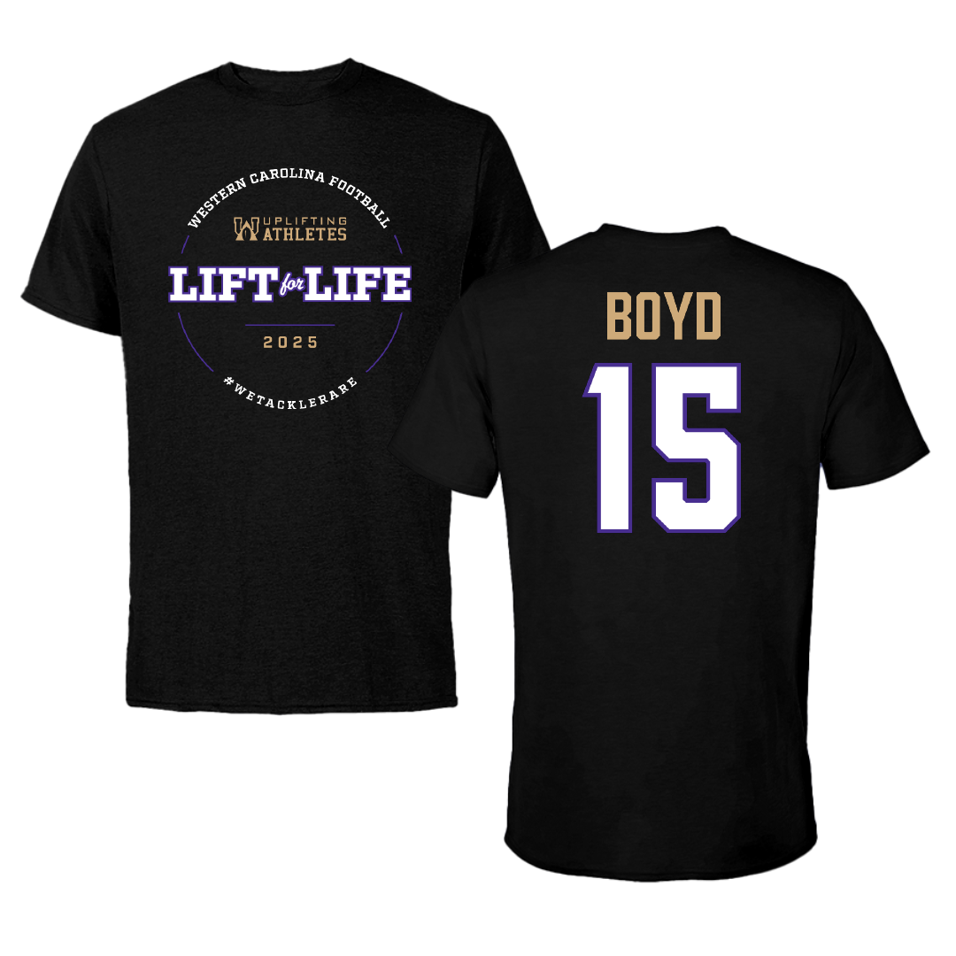 Western Carolina University Football Black Uplifting Athletes Football Tee - #15 Jai Boyd