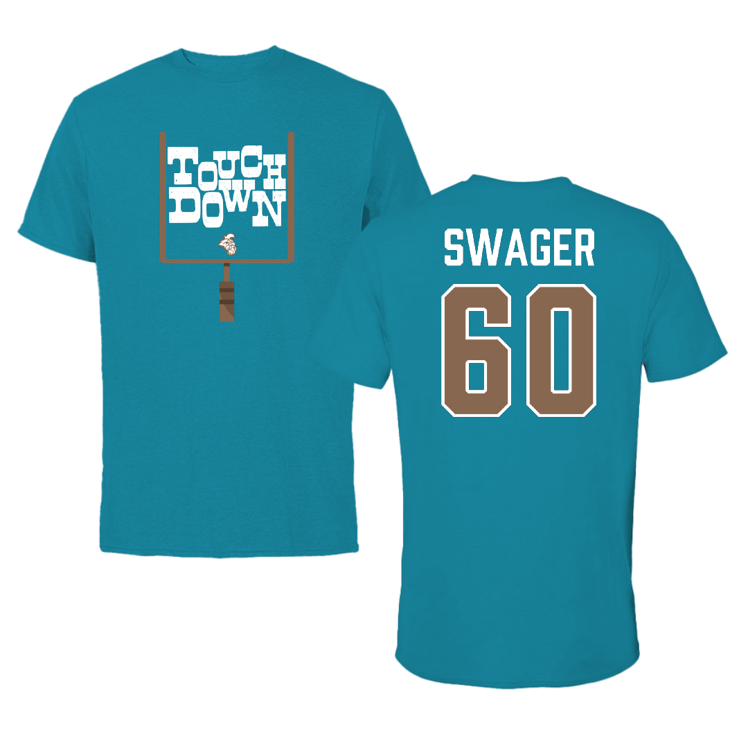 Coastal Carolina University Football Teal Touchdown Tee - #60 Mike Swager