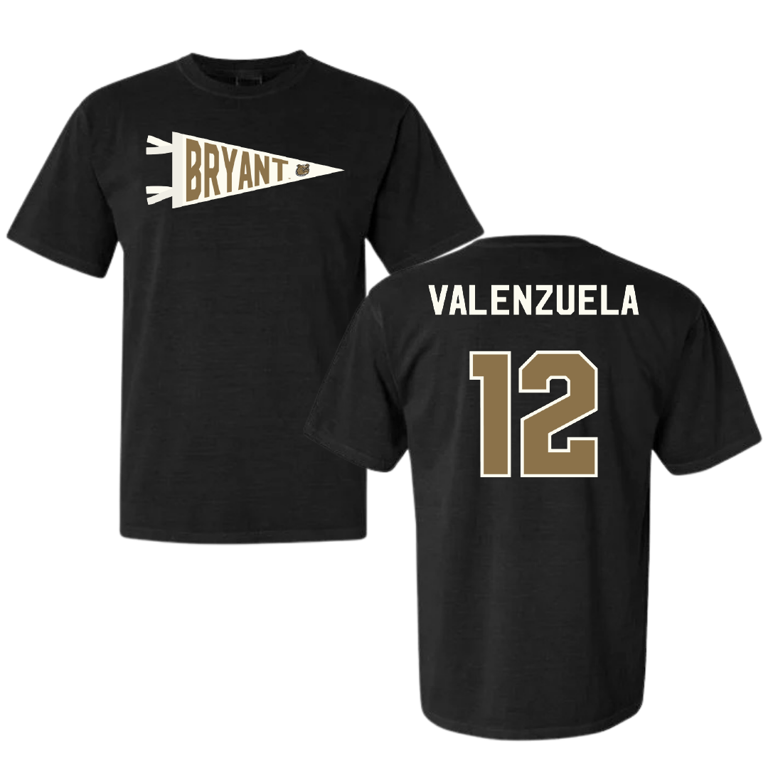 Bryant University Softball Black Pennant Comfort Colors Tee - #12 Faith Valenzuela