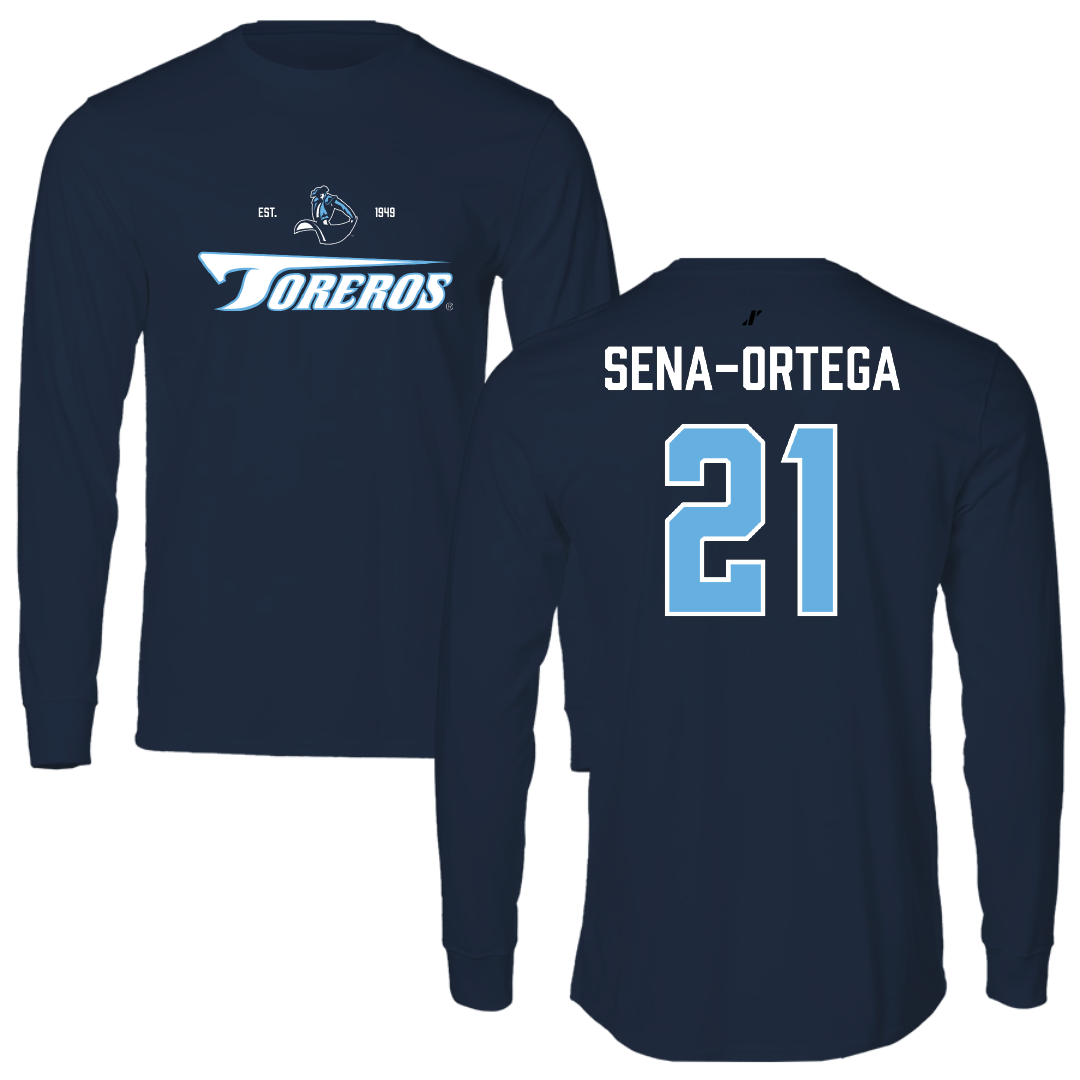 University of San Diego Football Navy General Performance Long Sleeve - #21 Trey Sena-Ortega