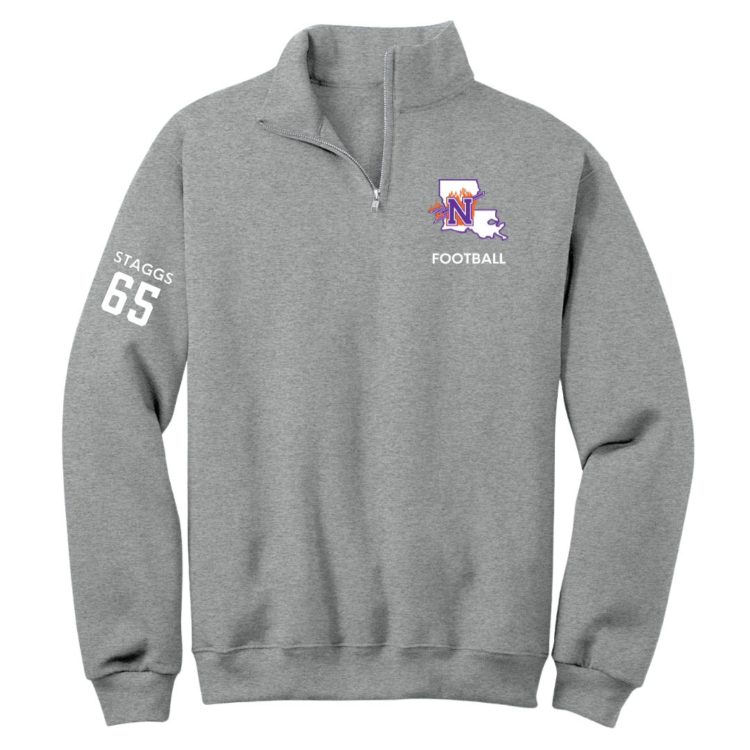 Northwestern State University Football Sport Gray Quarter-Zip - #65 Brayden Staggs