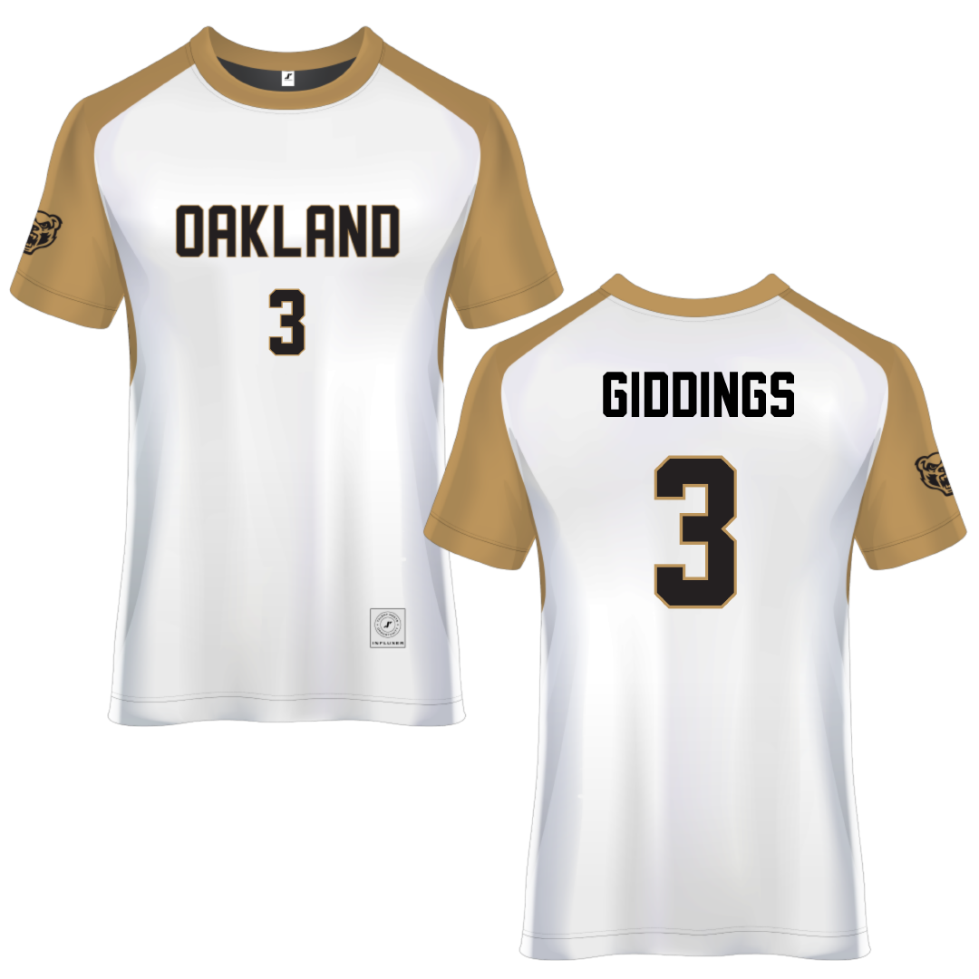 Oakland University White Soccer Jersey - #3 Bailey Giddings