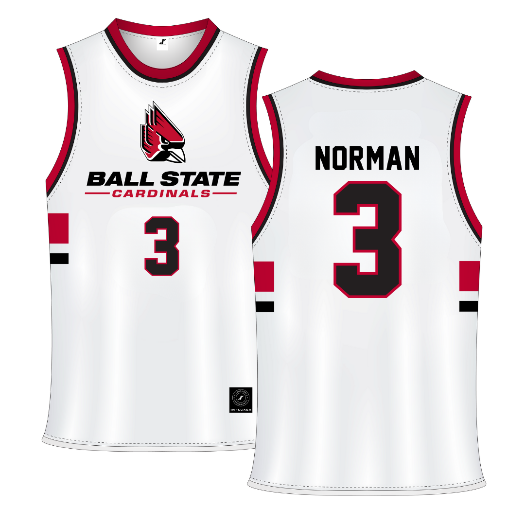 Ball State University White Basketball Jersey - #3 Karsyn Norman