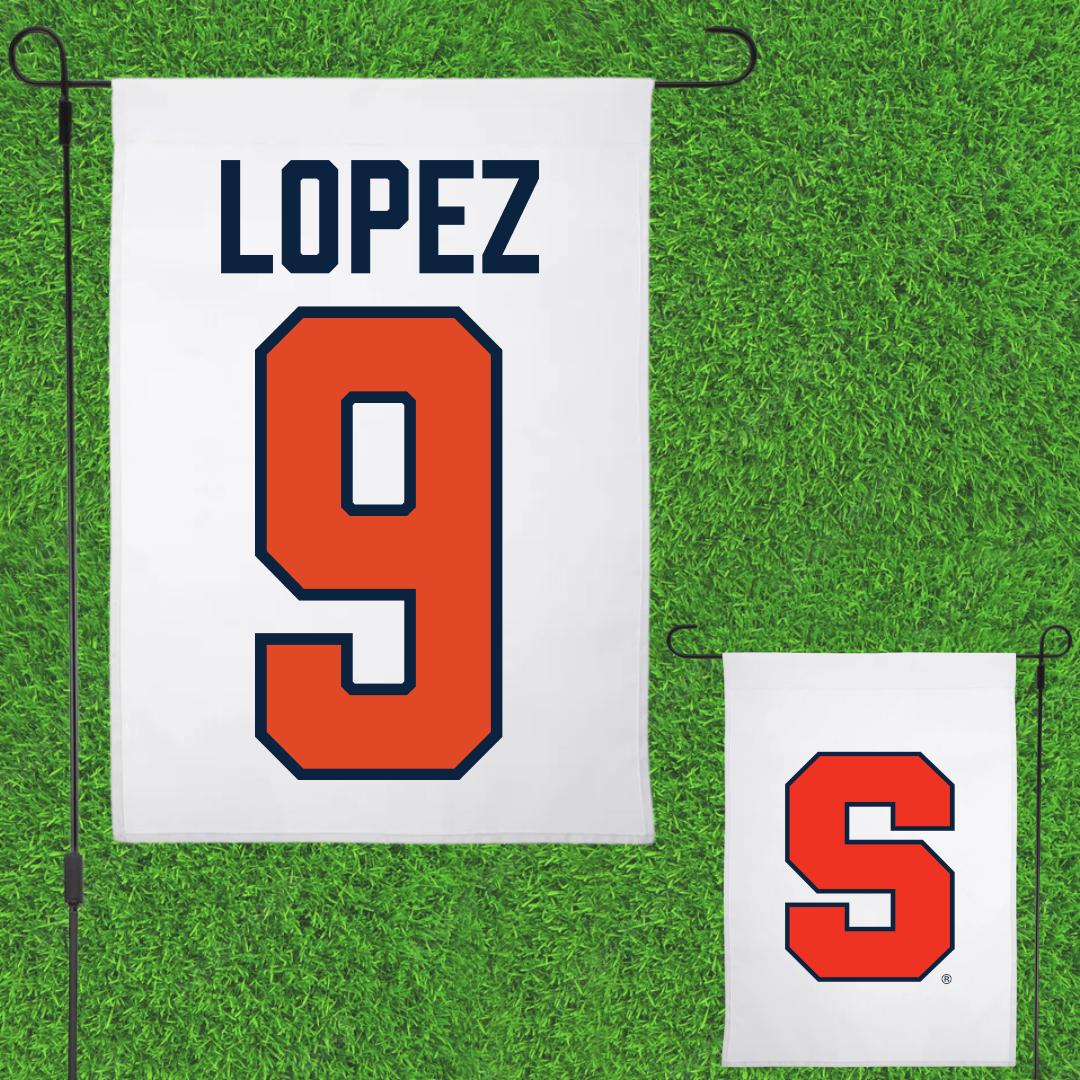 Syracuse University Softball White Garden Flag - #9 Madelyn Lopez