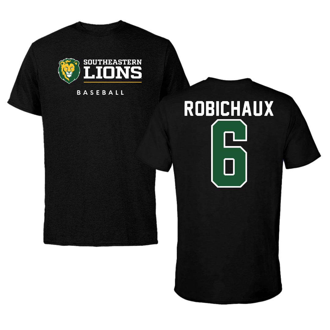 Southeastern Louisiana University Baseball Black Tee - #6 Ben Robichaux