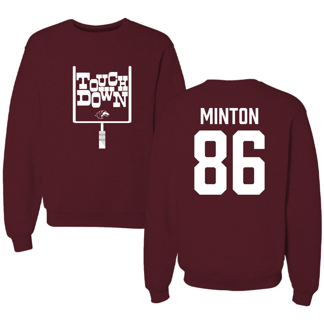 Southern Illinois University at Carbondale Football Maroon Touchdown Crewneck - #86 Logan Minton