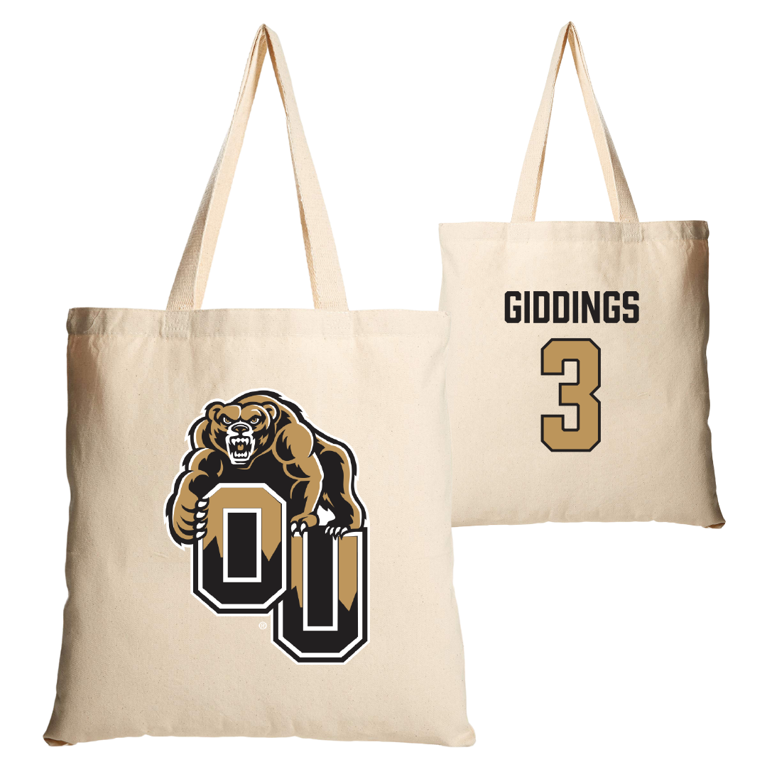 Oakland University Soccer (W) Tan Canvas Tote Bag - #3 Bailey Giddings