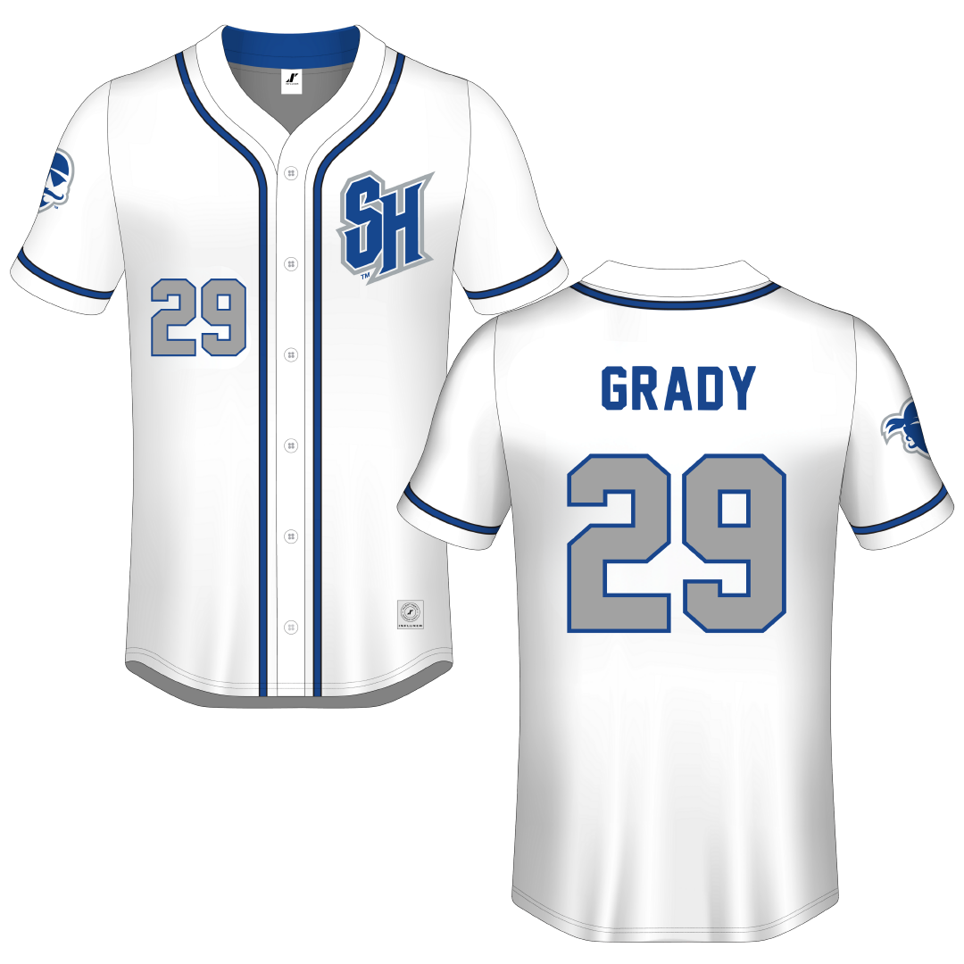 Seton Hall University White Button-Down Jersey - #29 Shea Grady