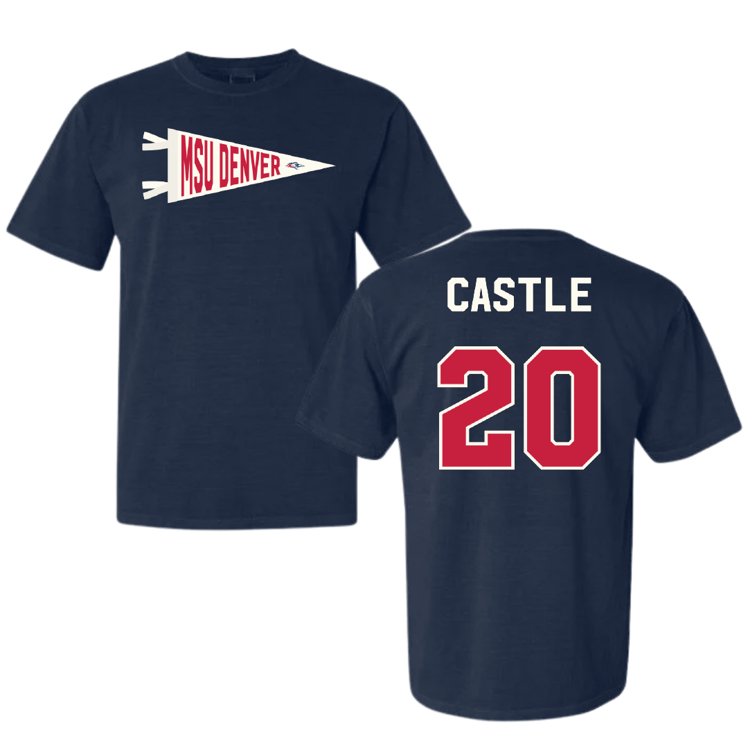 Metropolitan State University of Denver Soccer Navy Pennant Comfort Colors Tee - #20 Ella Castle