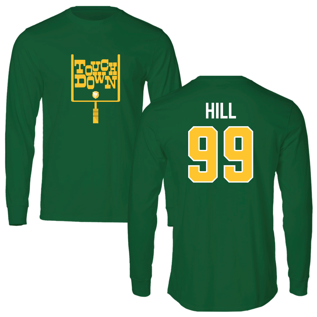 Southeastern Louisiana University Football Green Touchdown Performance Long Sleeve - #99 Charles Hill