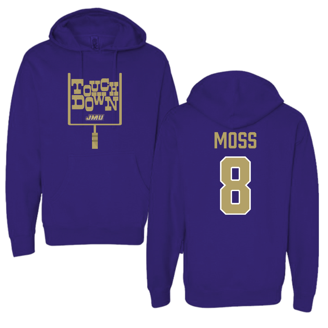 James Madison University Football Purple Touchdown Hoodie - #8 Max Moss