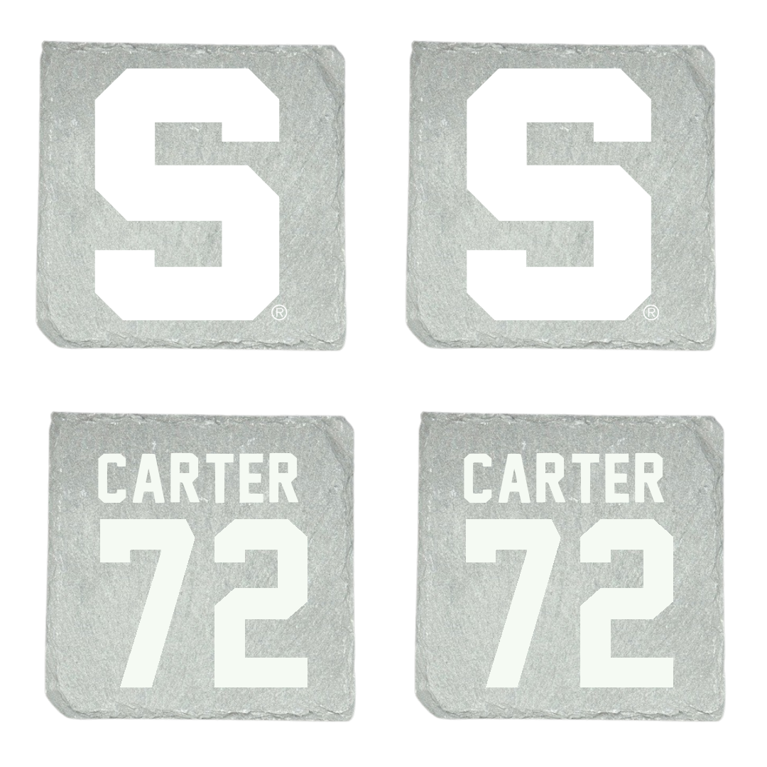 Michigan State University Football Stone Coaster (4 Pack)  - #72 Caleb Carter