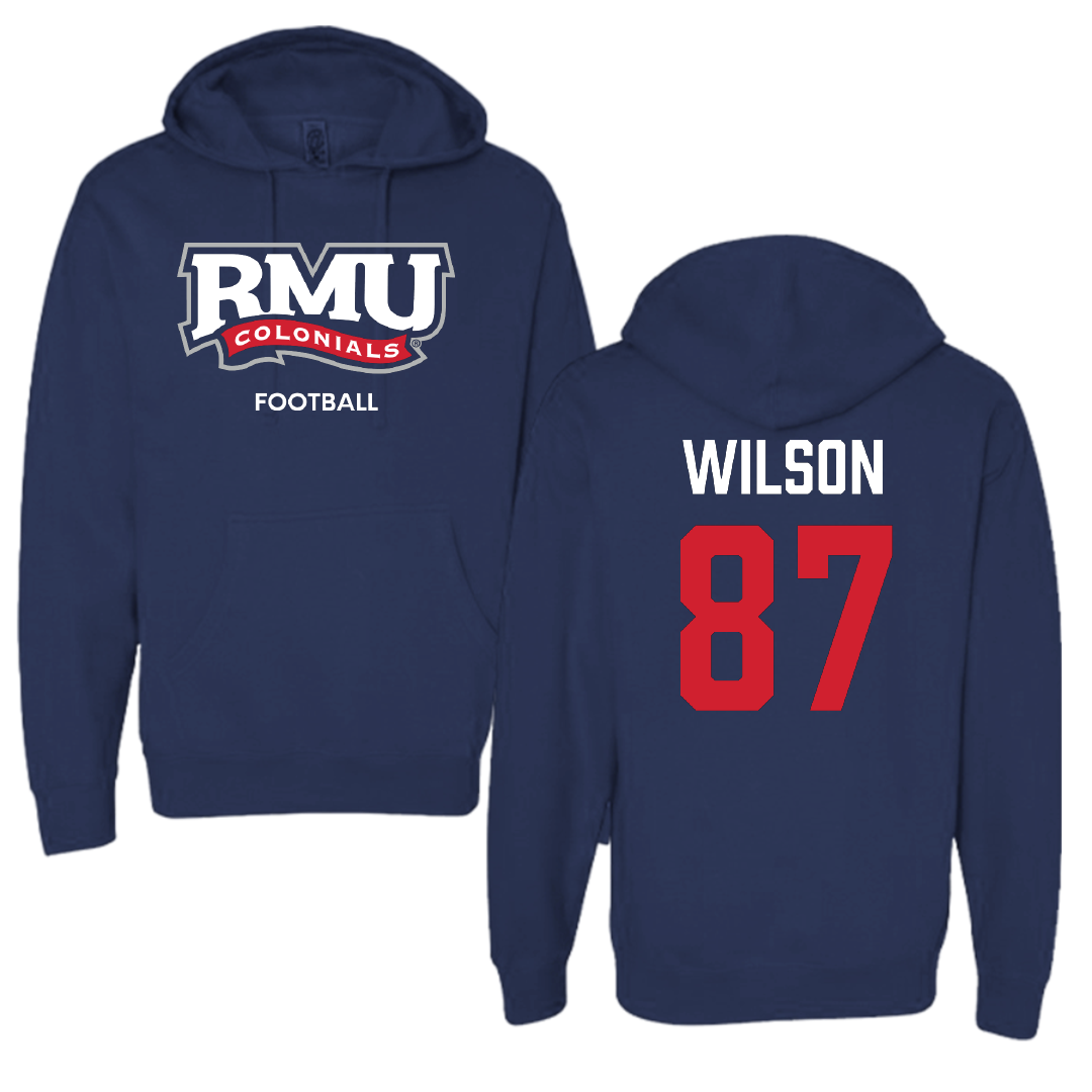 Robert Morris University Football Navy Hoodie - #87 Trevor Wilson