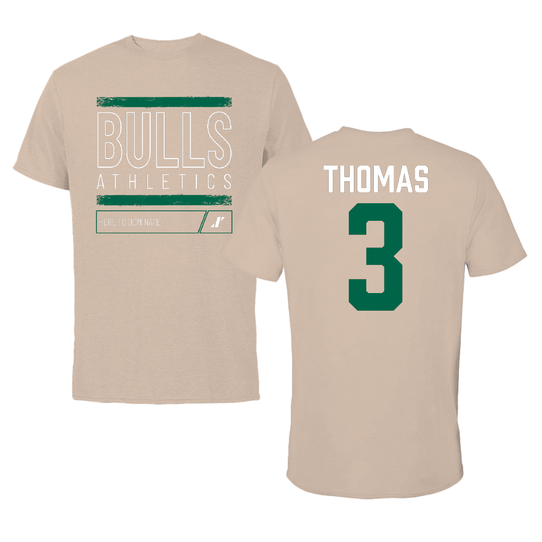 University of South Florida Volleyball Tan Dominate Tee - #3 Miya Thomas