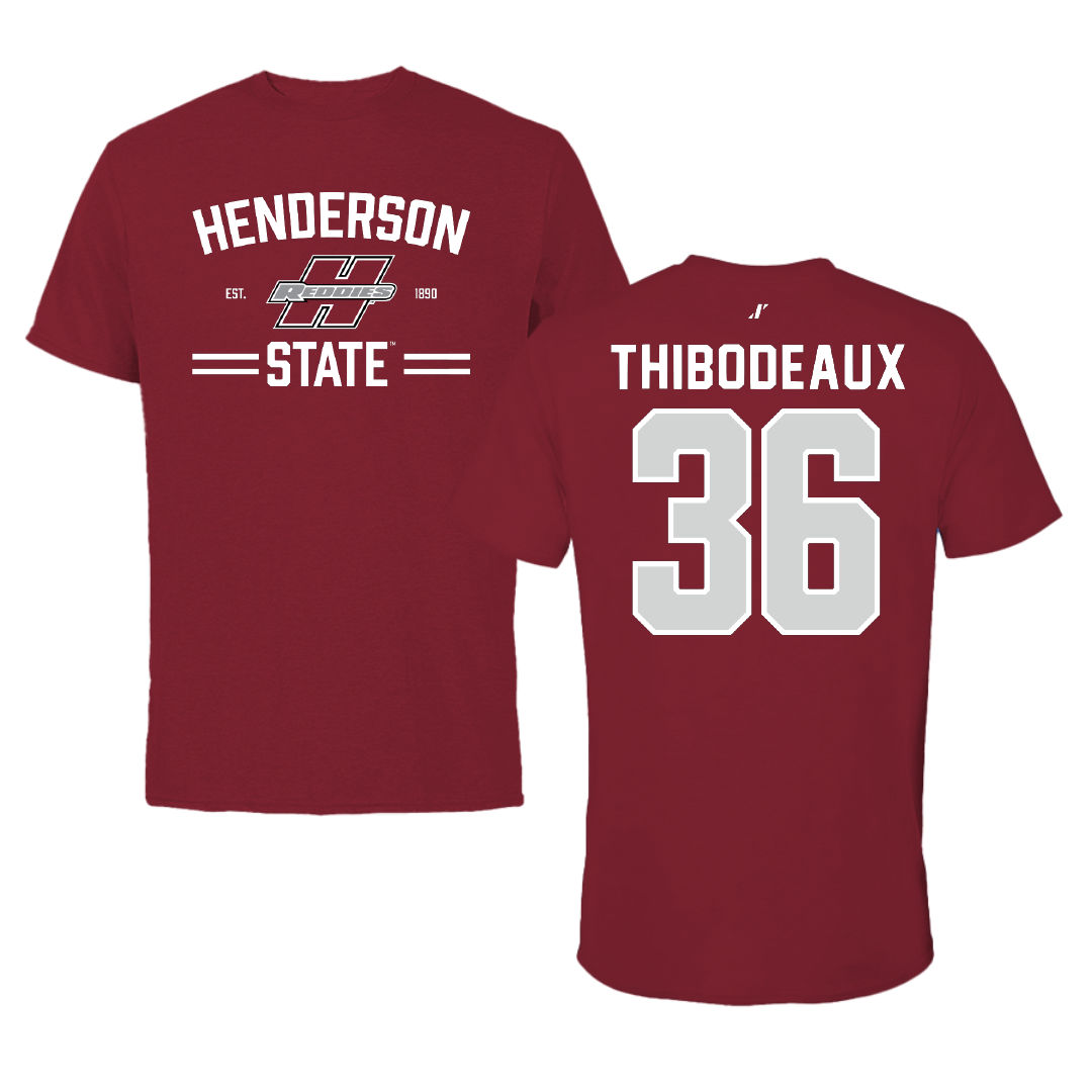 Henderson State University Football Cardinal General Tee - #36 Eric Thibodeaux