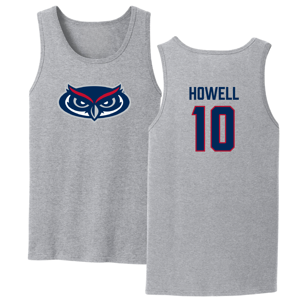 Florida Atlantic University Soccer Sport Gray Tank Top - #10 Jamie Howell
