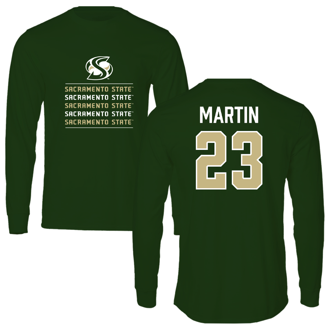 Sacramento State University Basketball (W) Forest Green General Performance Long Sleeve - #23 Jaydia Martin