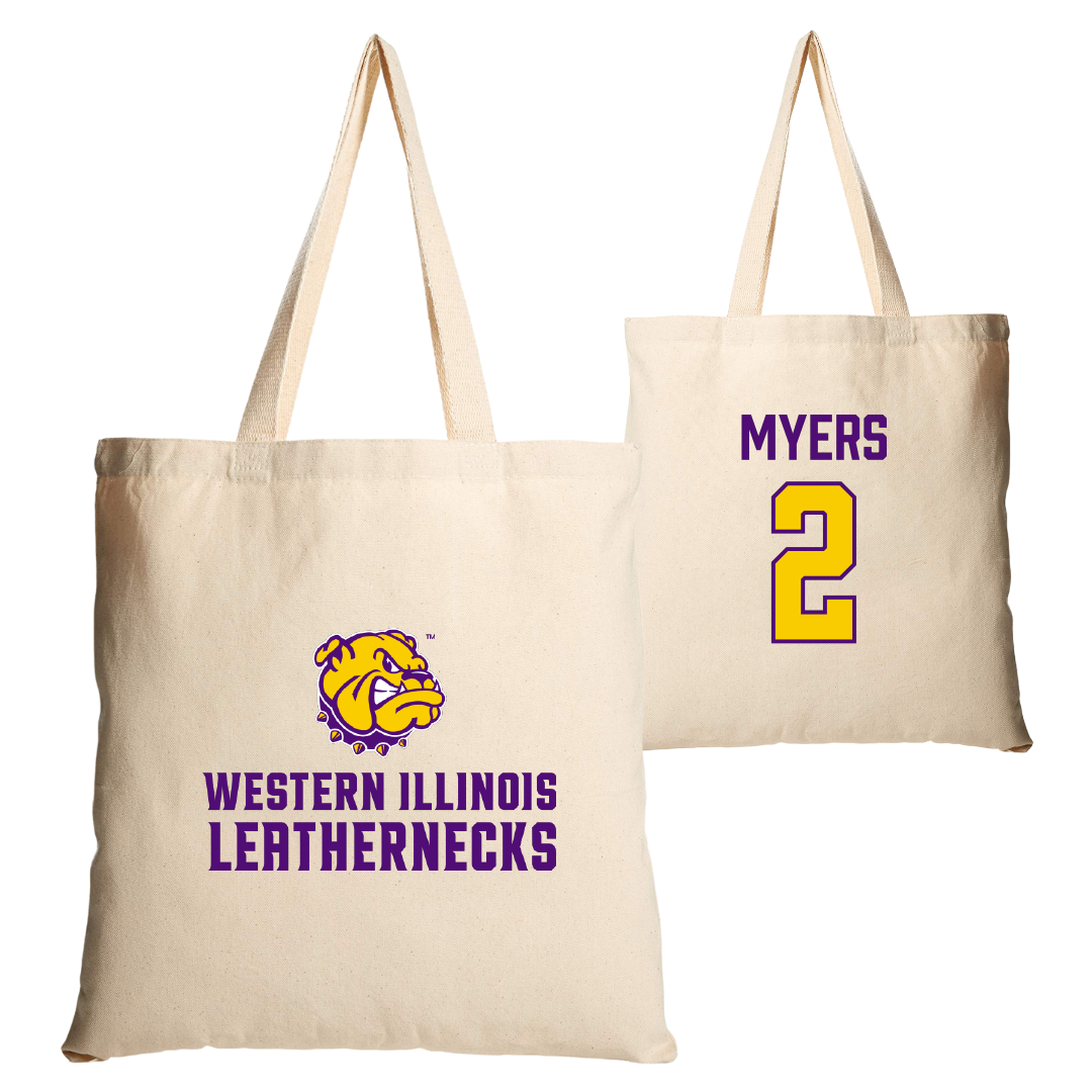 Western Illinois University Basketball Tan Canvas Tote Bag - #2 Ryan Myers